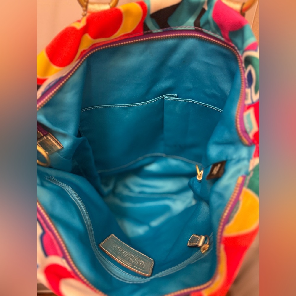 Coach Multicolor Tote Bag with Gold Accents - Picture 6 of 11